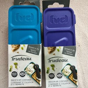 Trudeau Snack Containers - White and Purple Lot of 2